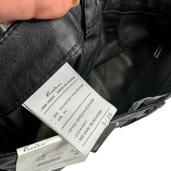 NEW Kancan Faux Leather sz 26 High Waist Black Pleather Leggings Skinny Pants - Picture 7 of 10